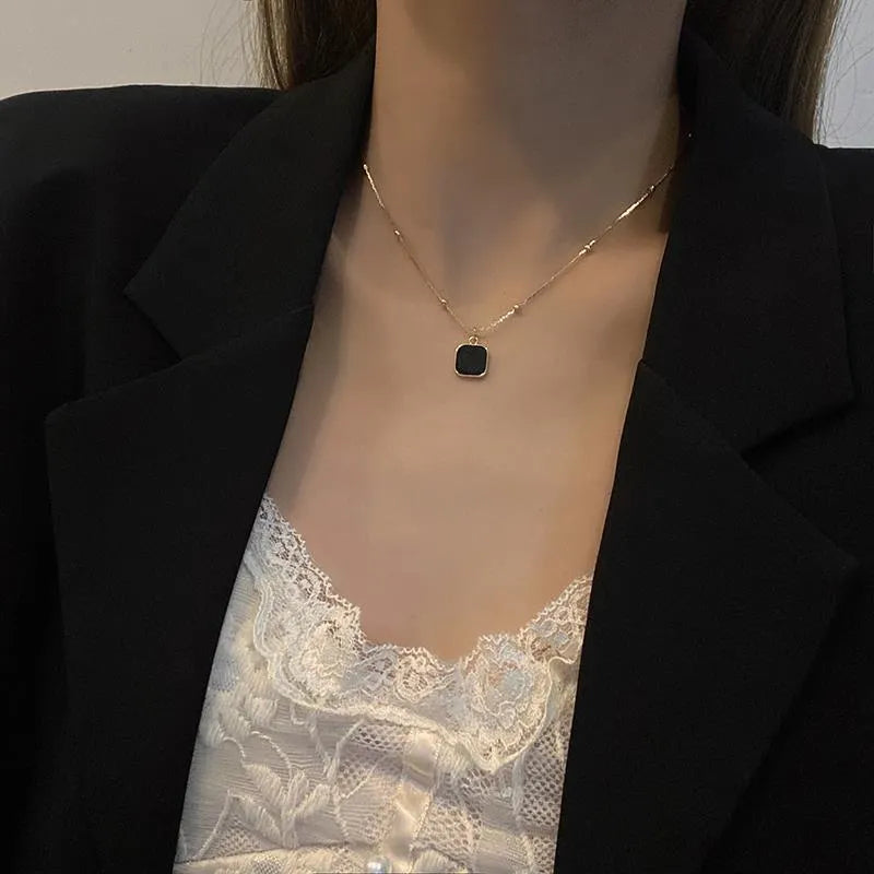 Black Exquisite Minimalist Square Pendant