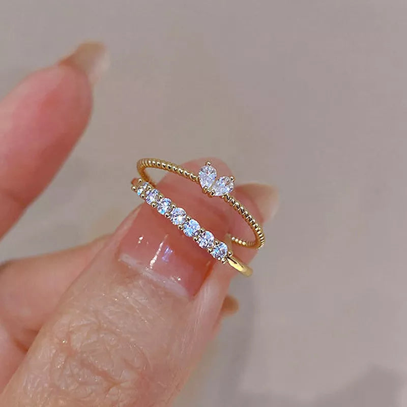 Luxury Zircon Heart Rhinestone Ring